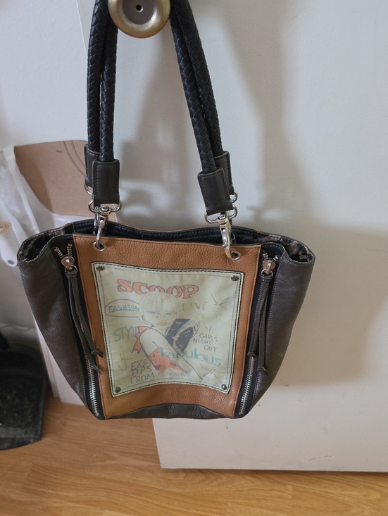 Brighton Handbags - Brighton Brown & Tan Fasionista Graphic Shoulder Bag